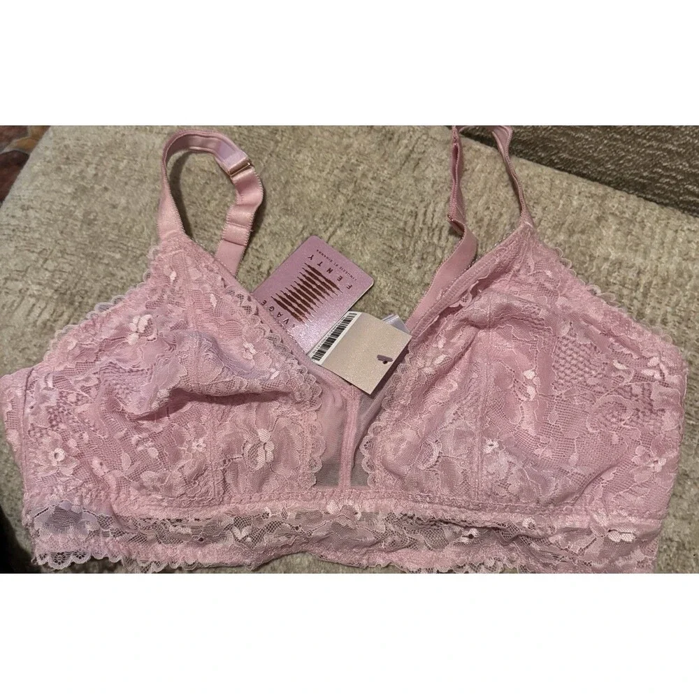 NWT Savage X Fenty Floral Lace And Mesh Bralette UNICORN LAVENDER PINK Sz 2X